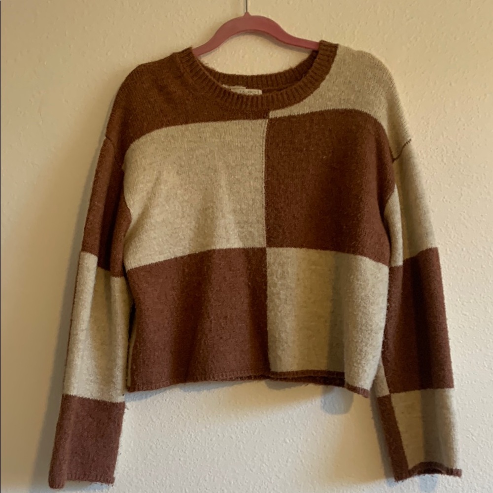 ZSupply Color Block Brown and Cream Sweater
